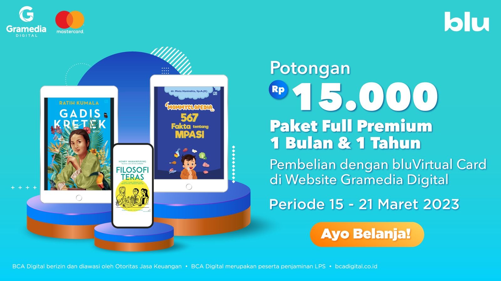 Belanja Hemat Paket Full Premium Gramedia Digital dengan bluVirtual Card!